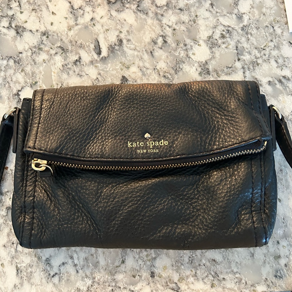Kate Spade cross-body satchel purse handbag black leather, perfect condition